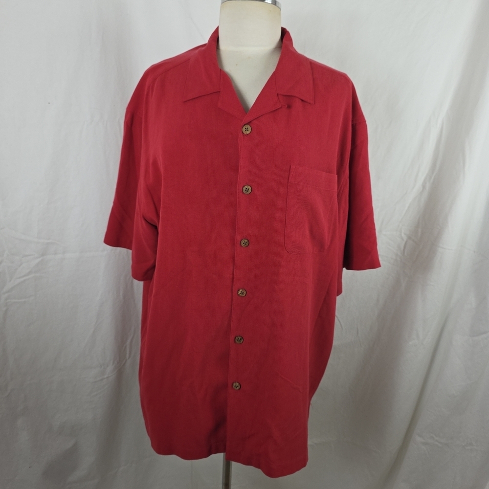 Paradise Collection Men's 100% Fine Washable Red Silk Shirt Size XL Casual